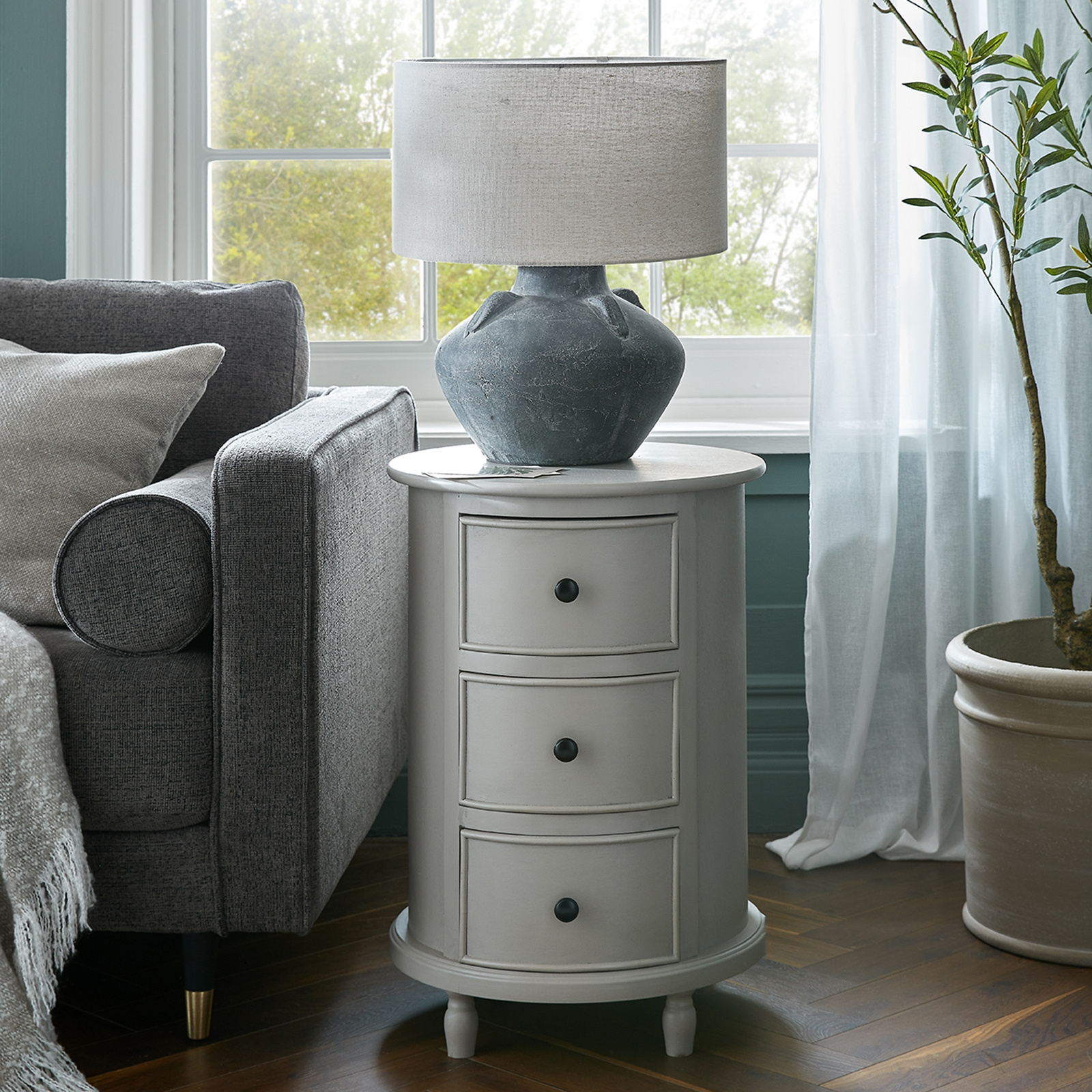 The Camden Collection 3-Drawer Round Side Table