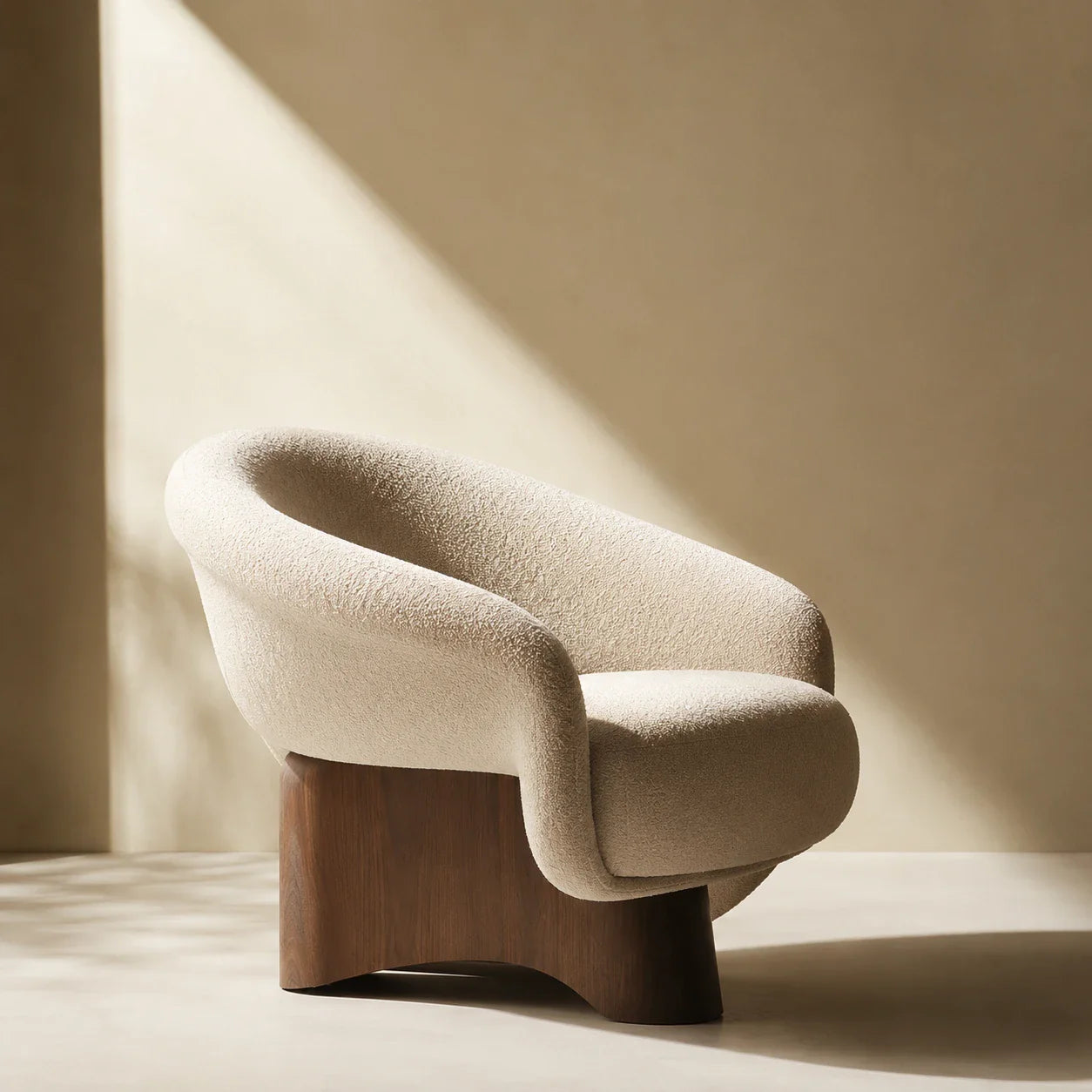 Minimalist lounge chair in soft light