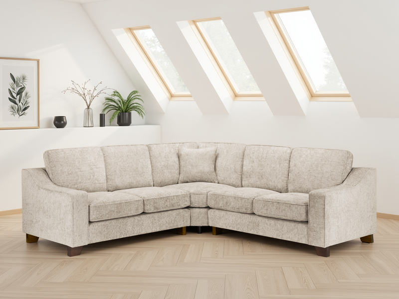 Beehive Nebraska Fabric Large Corner Sofa 262cm in Stone