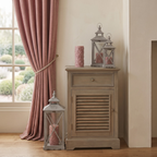 Set Of Three Wooden Lanterns With Traditional Cross Section