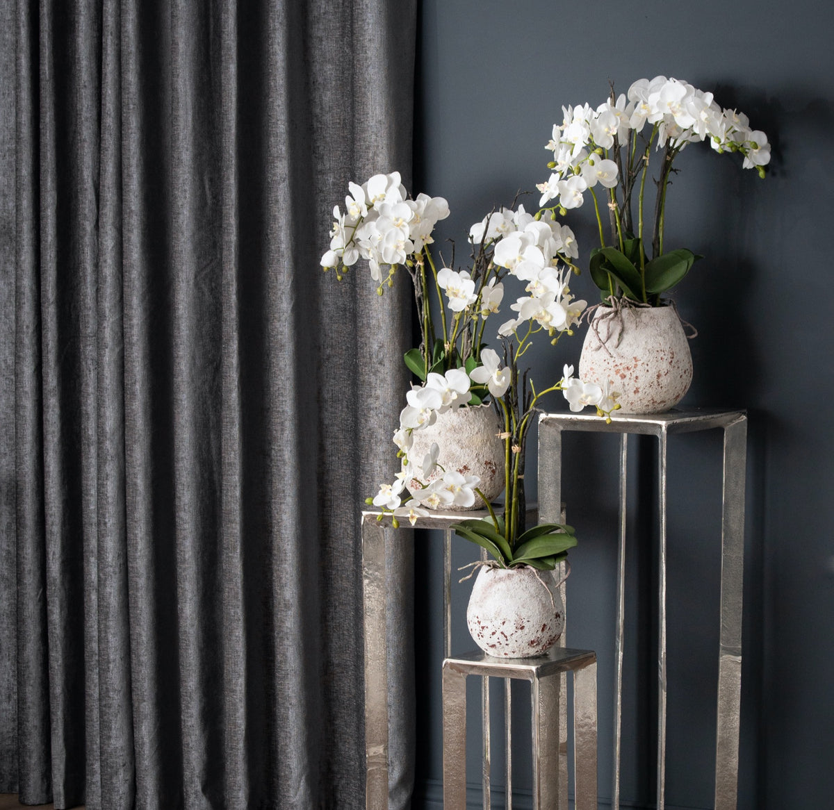 Hill Interiors White Orchid in Stone Pot