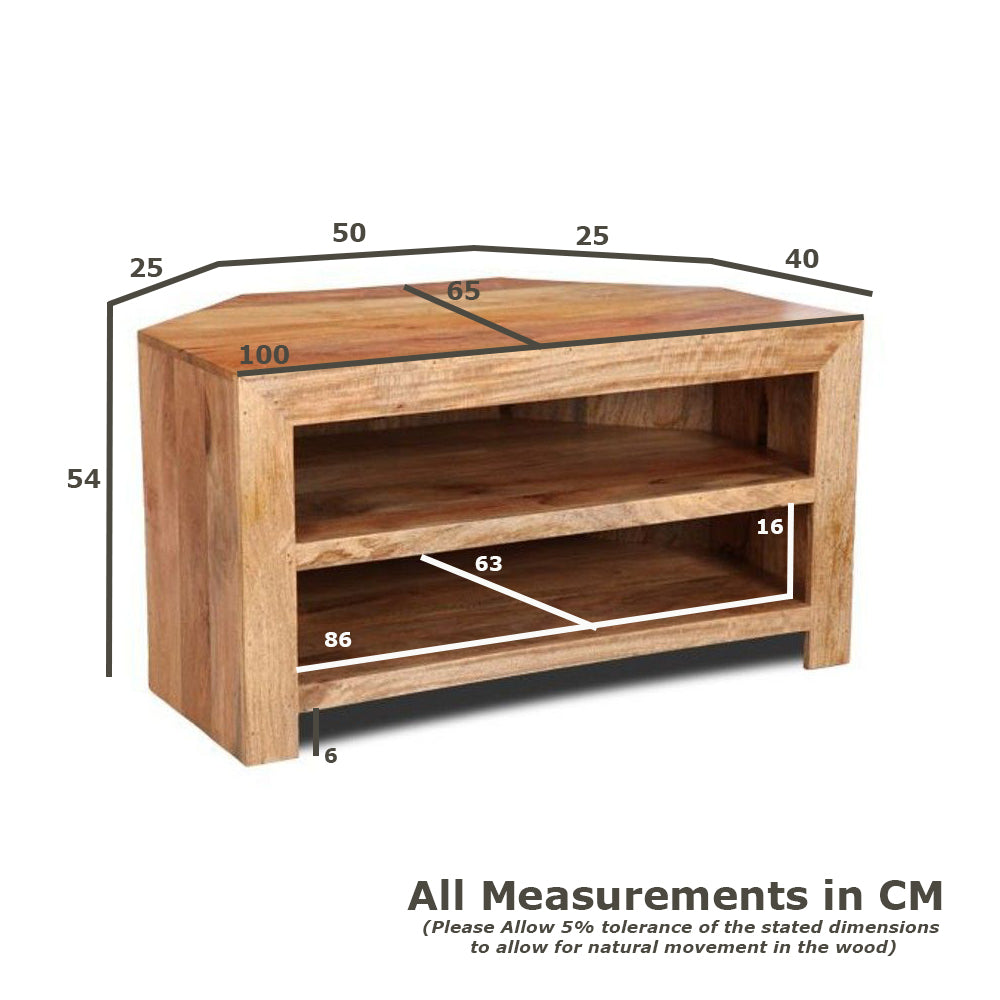 Dakota 2 Shelf Corner TV Unit, 100cm
