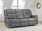 Galaxy Tech Electric Recliner 3 Seater Grey Leather