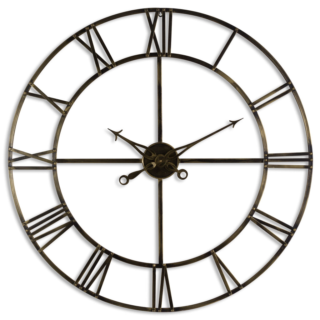 Large Antique Brass Skeleton Clock