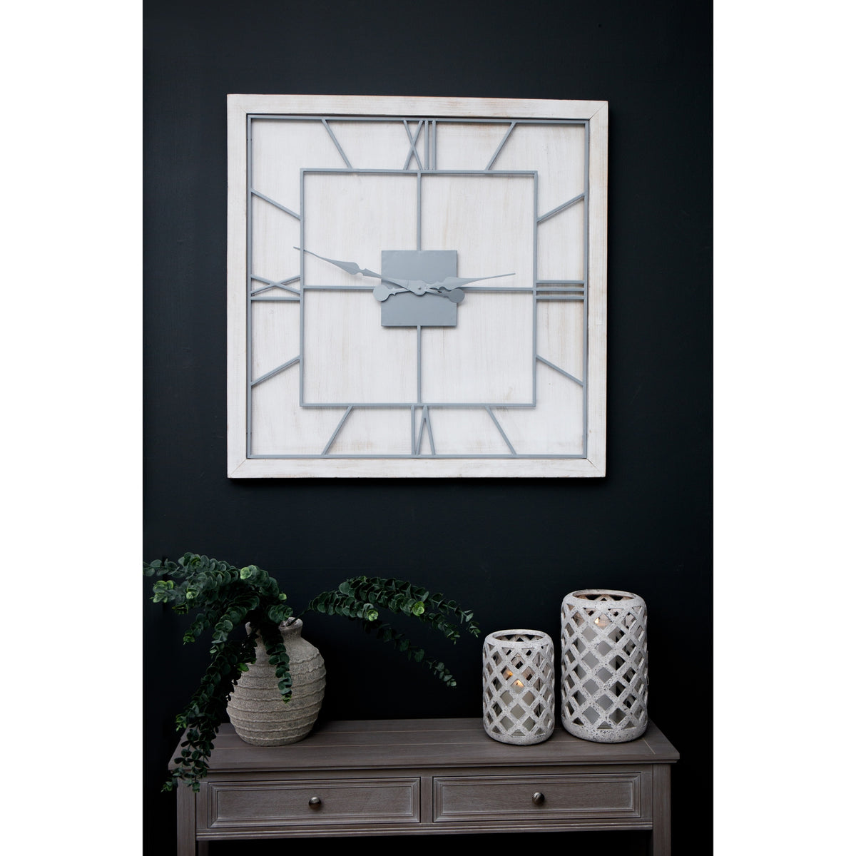 Williston White Large Square Wall Clock