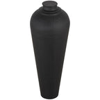 Matt Black Medium Hammered Vase with Lid