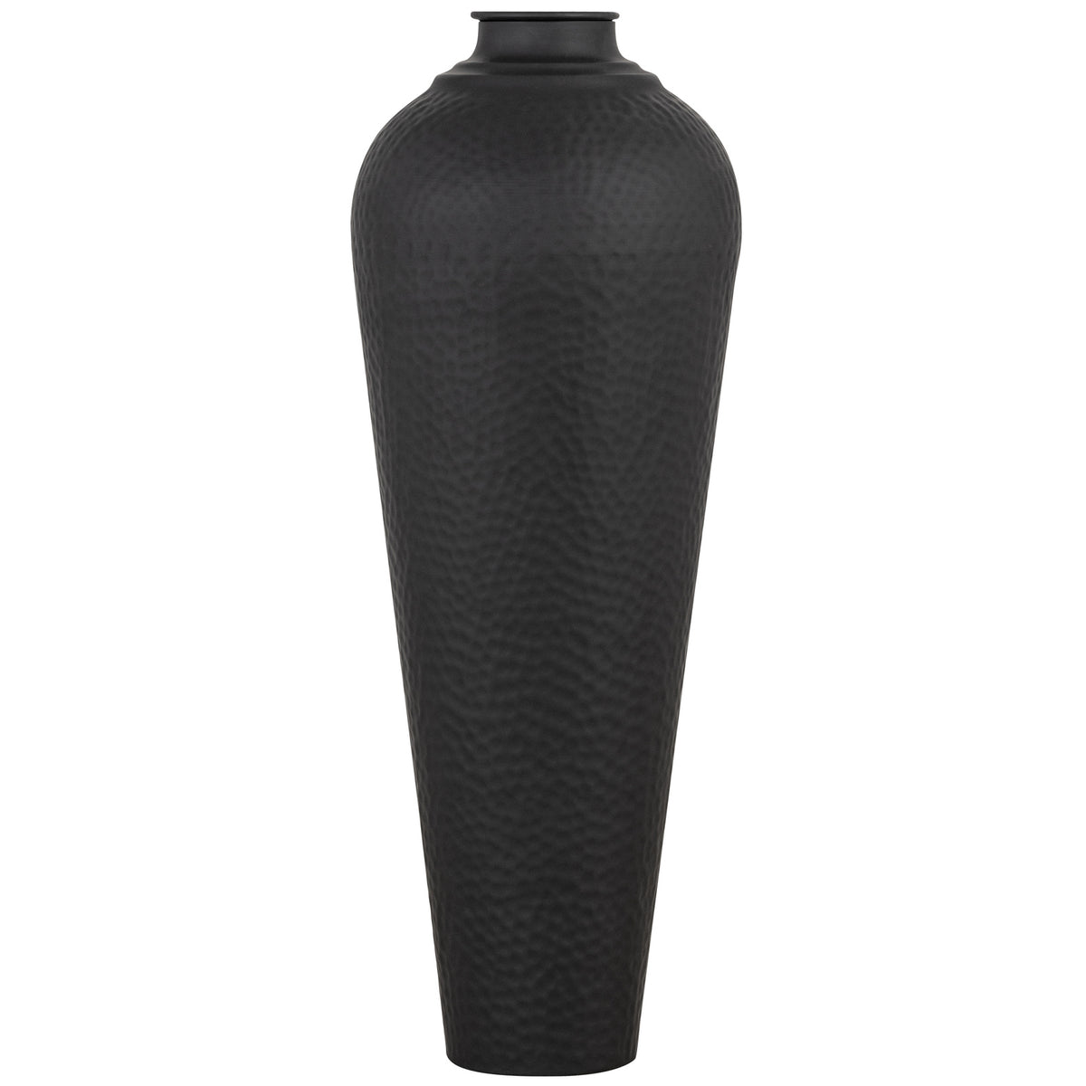 Matt Black Medium Hammered Vase with Lid