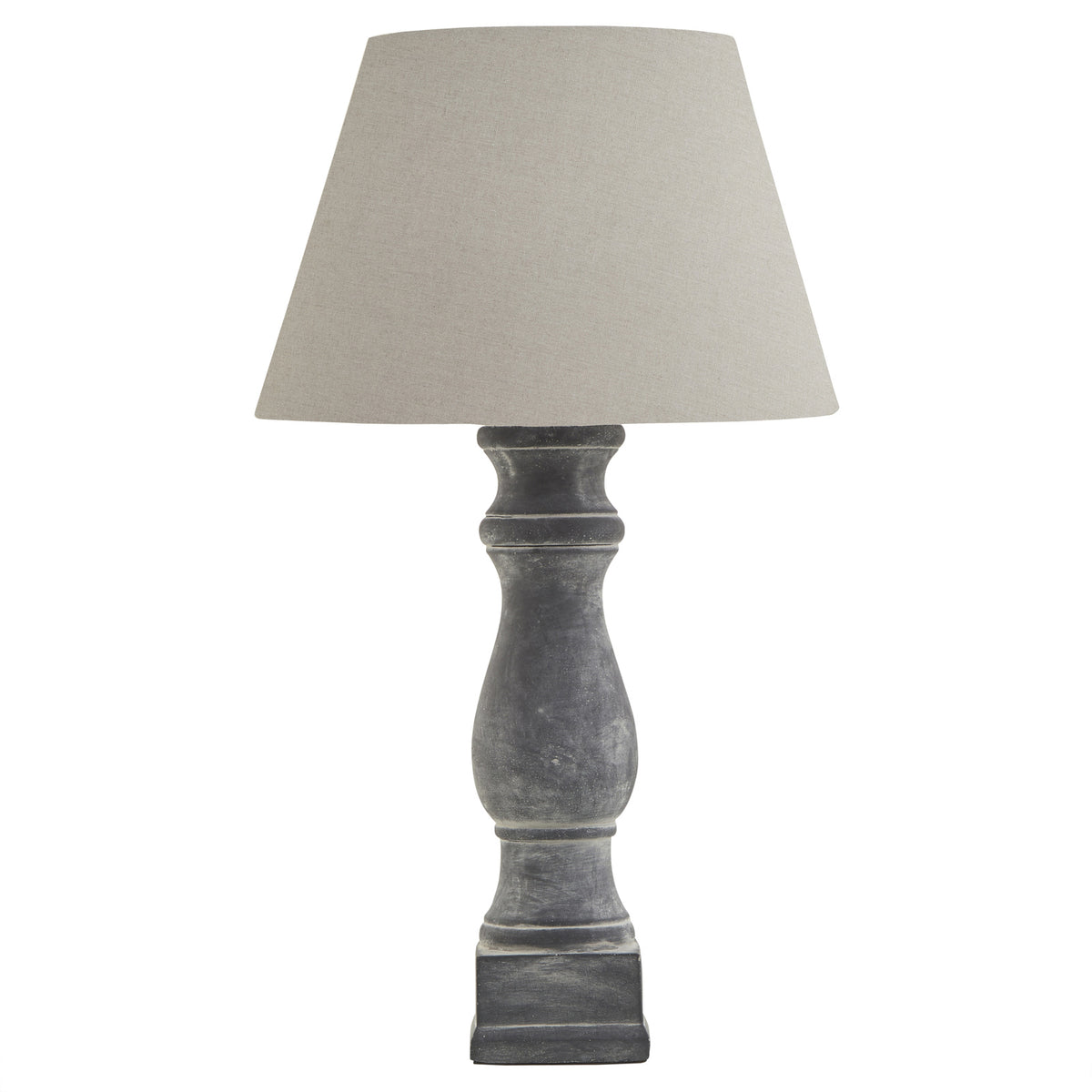 Amalfi Grey Candlestick Table Lamp, Linen Shade