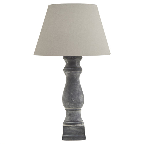 Amalfi Grey Candlestick Table Lamp, Linen Shade