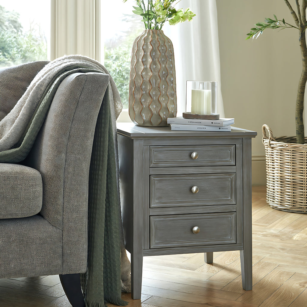 Serene Three Drawer Bedside Table