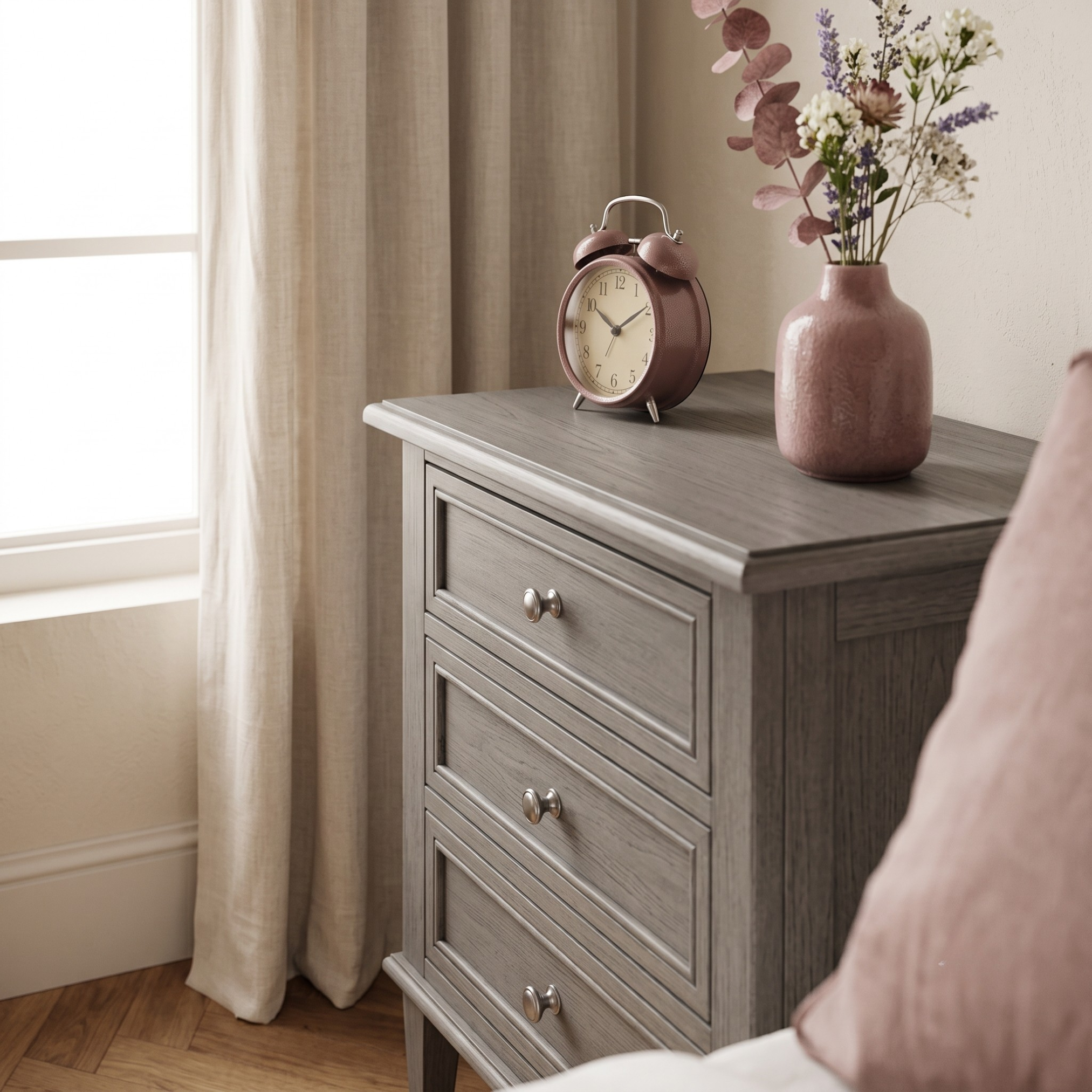 Serene Three Drawer Bedside Table