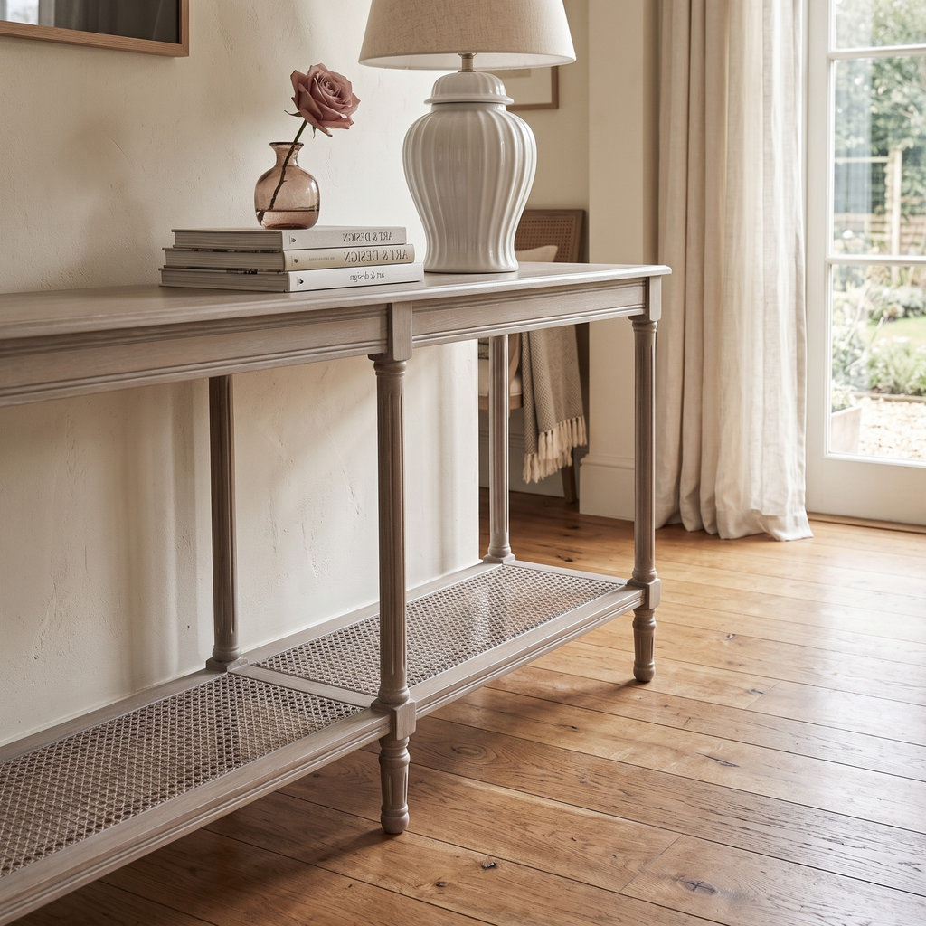 Serene Rattan Large Console Table