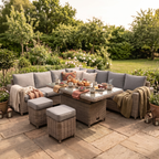 Amalfi Outdoor Large Corner Set With Riser Table + 2 Stools