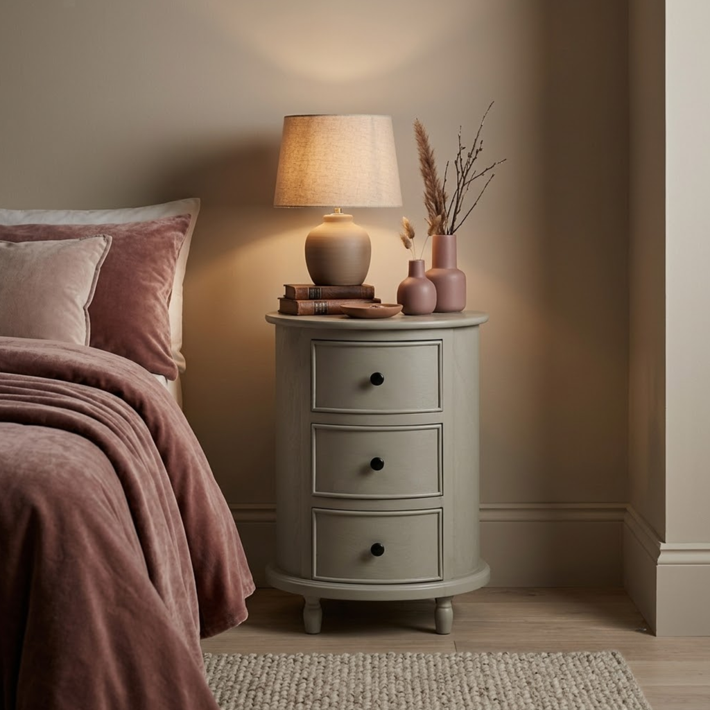 Camden 3 Drawer Round Side Table