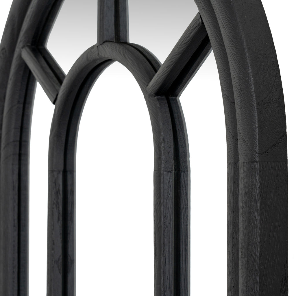 Hill Interiors Black Wood Tall Arched Window Mirror 50cm