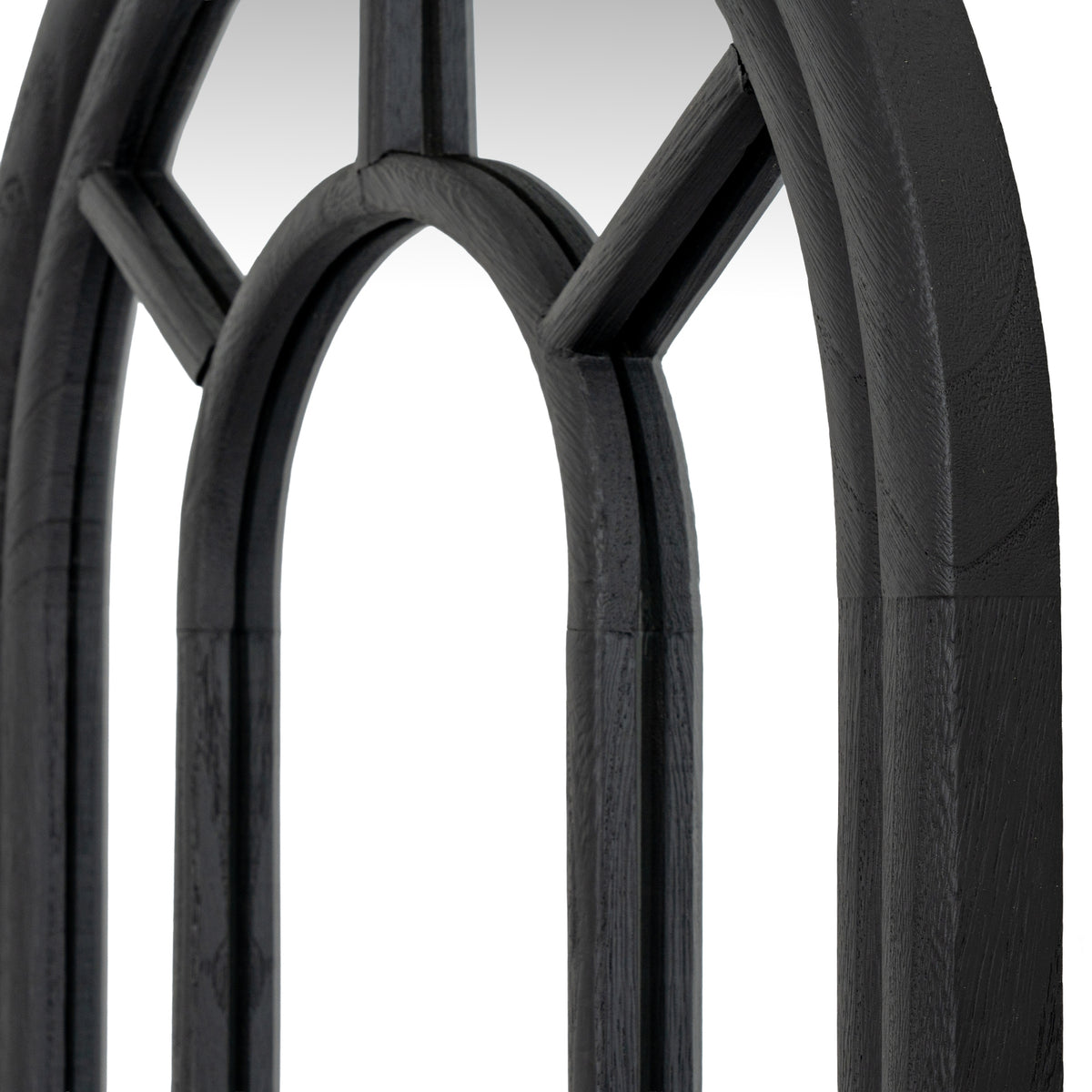 Hill Interiors Black Wood Tall Arched Window Mirror 50cm