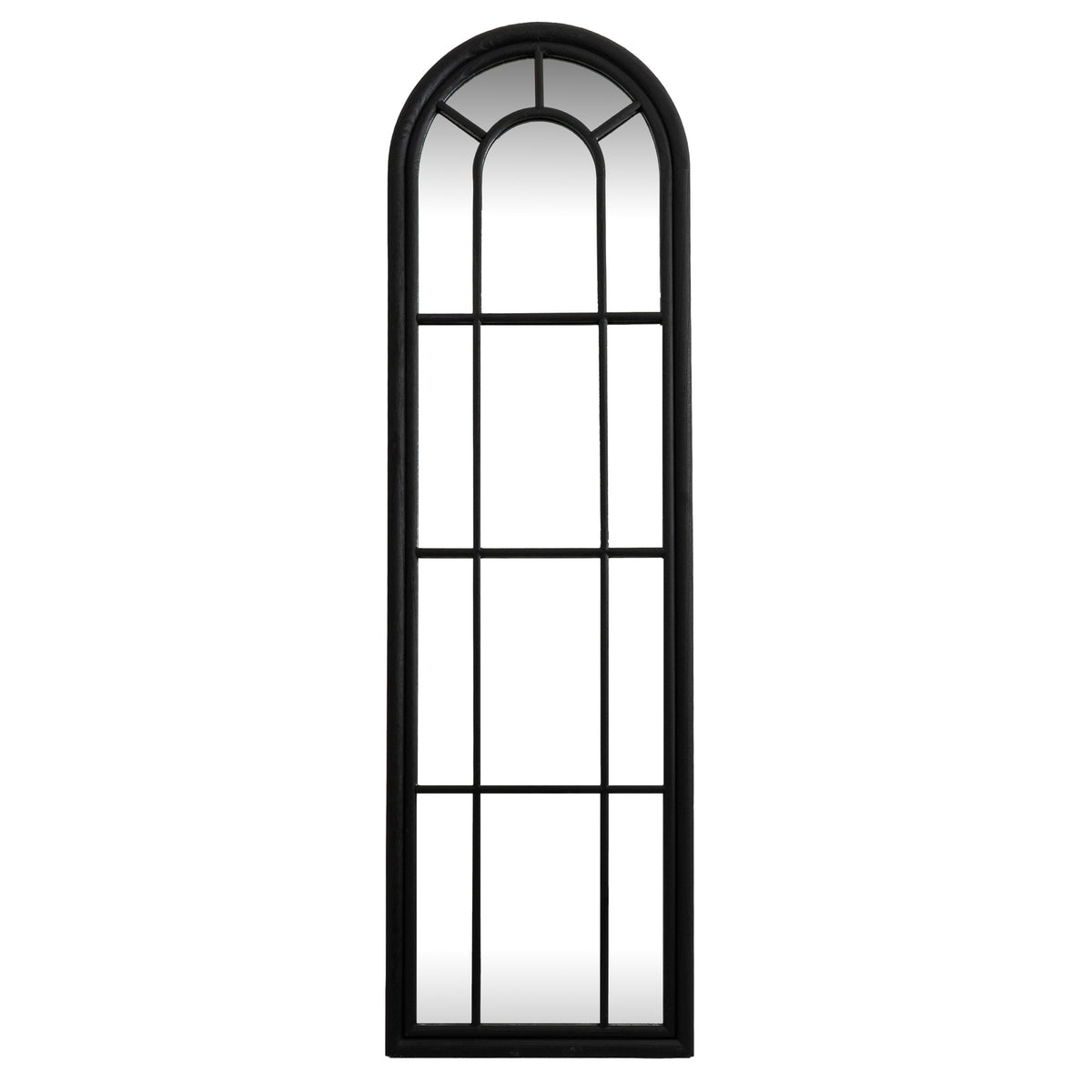 Hill Interiors Black Wood Tall Arched Window Mirror 50cm