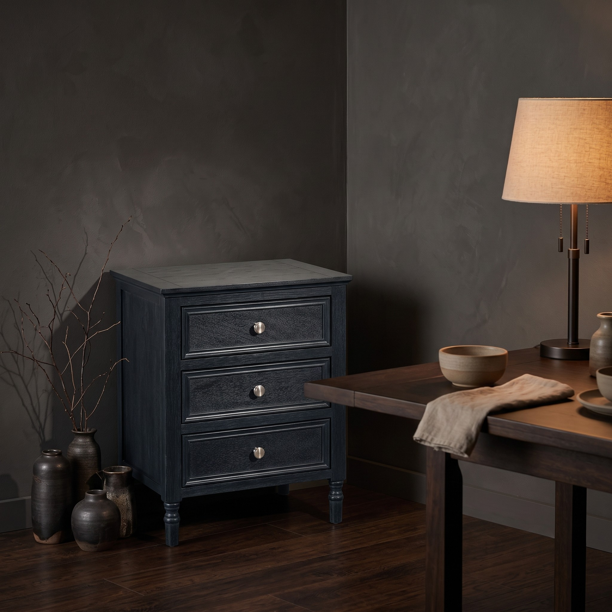 Contour 3 Drawer Side Table