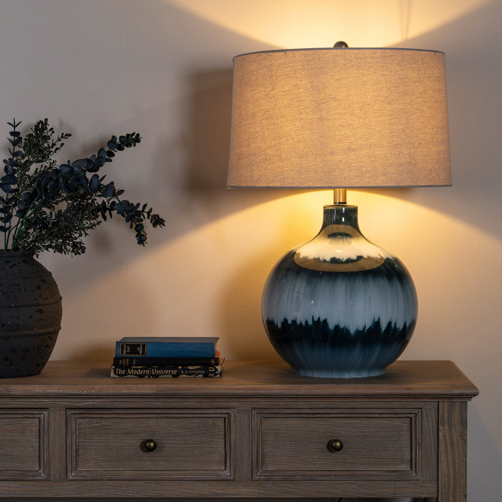 Hill Interiors Ocean Shadows Table Lamp with Linen Shade