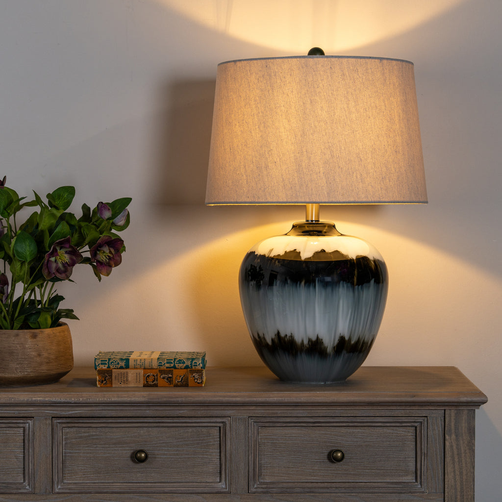 Midnight Shadows Table Lamp, Linen Shade