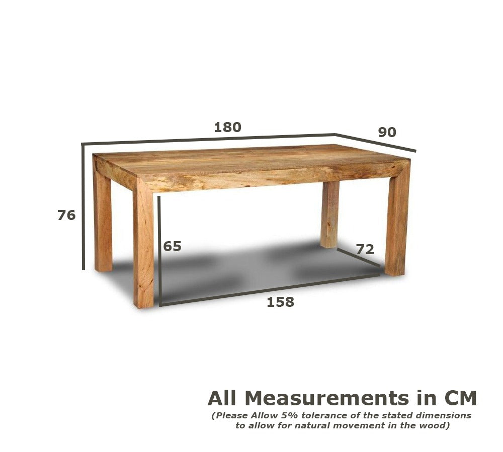 Oak Stain Dakota Mango Wood Dining Table, 180cm