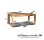 Oak Stain Dakota Mango Wood Dining Table, 180cm