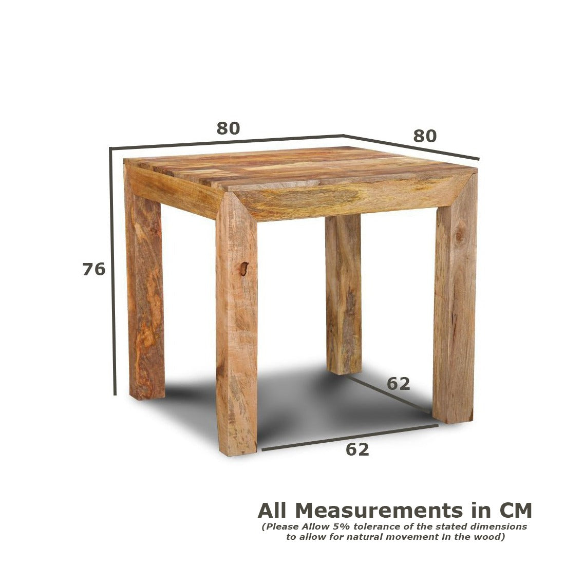 Oak Stain Dakota Mango Wood Dining Table, 80cm