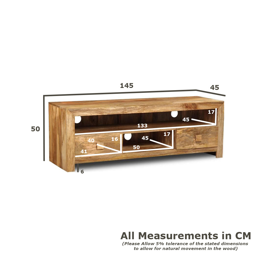 Dakota 2 Drawer Media Unit, 145cm