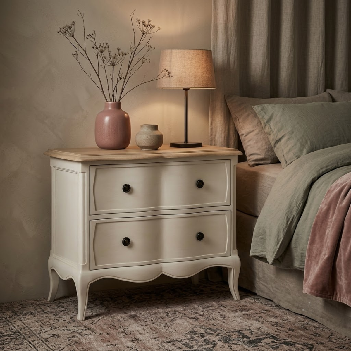 Amelie 2 Drawer Wide Bedside