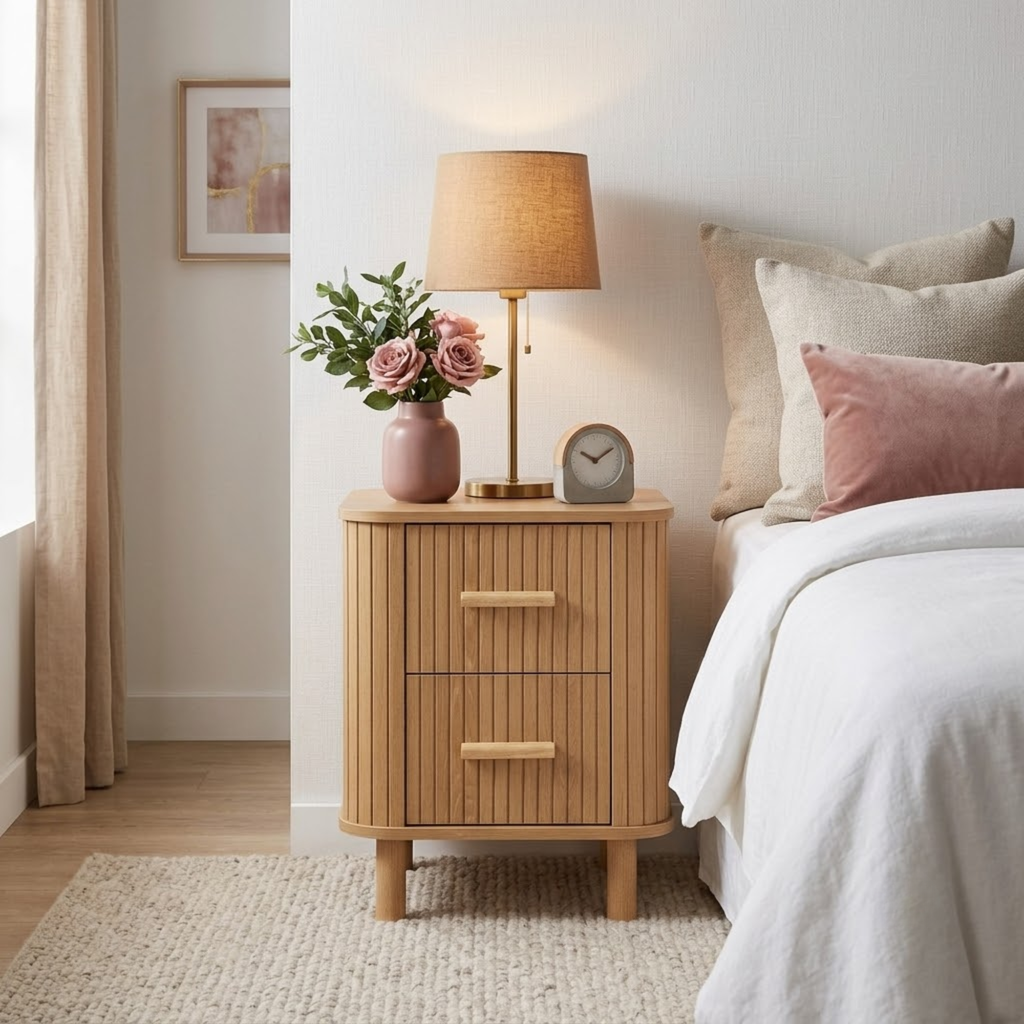 Axel 2 Drawer Fluted Bedside