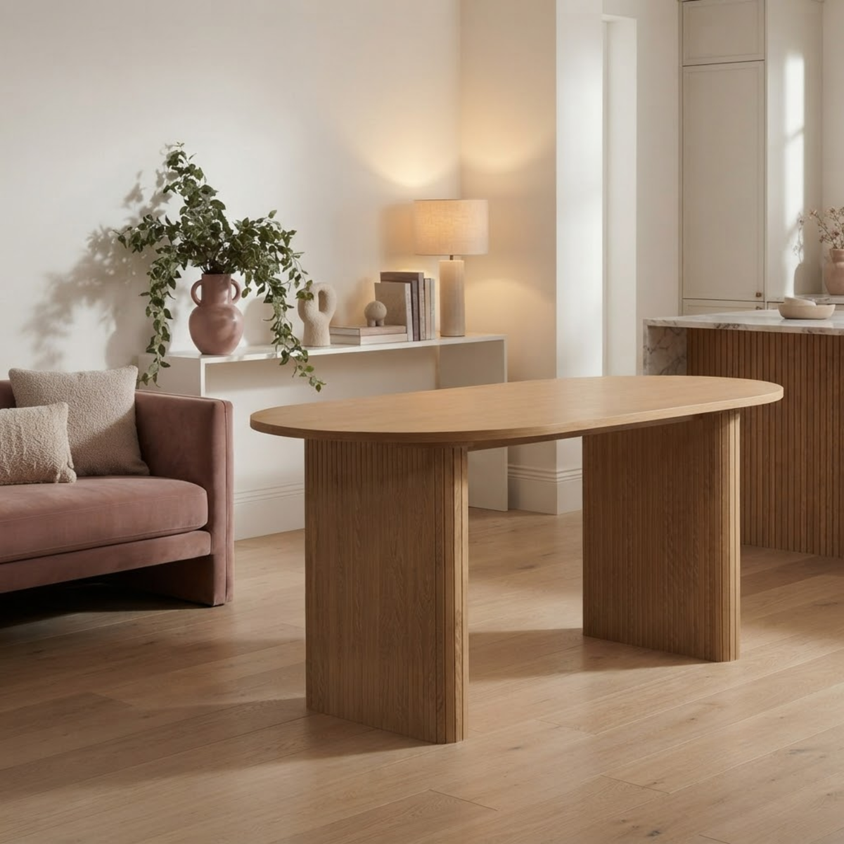 Axel Oval Fluted Dining Table