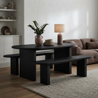 Axel Oval Fluted Dining Table With 2 Benches