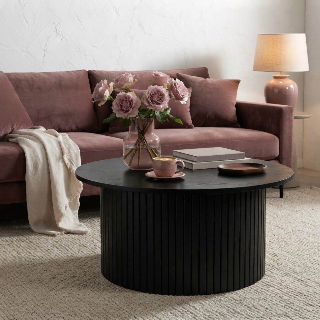 Axel Round Fluted Coffee Table with Storage