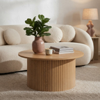 Axel Round Fluted Coffee Table with Storage