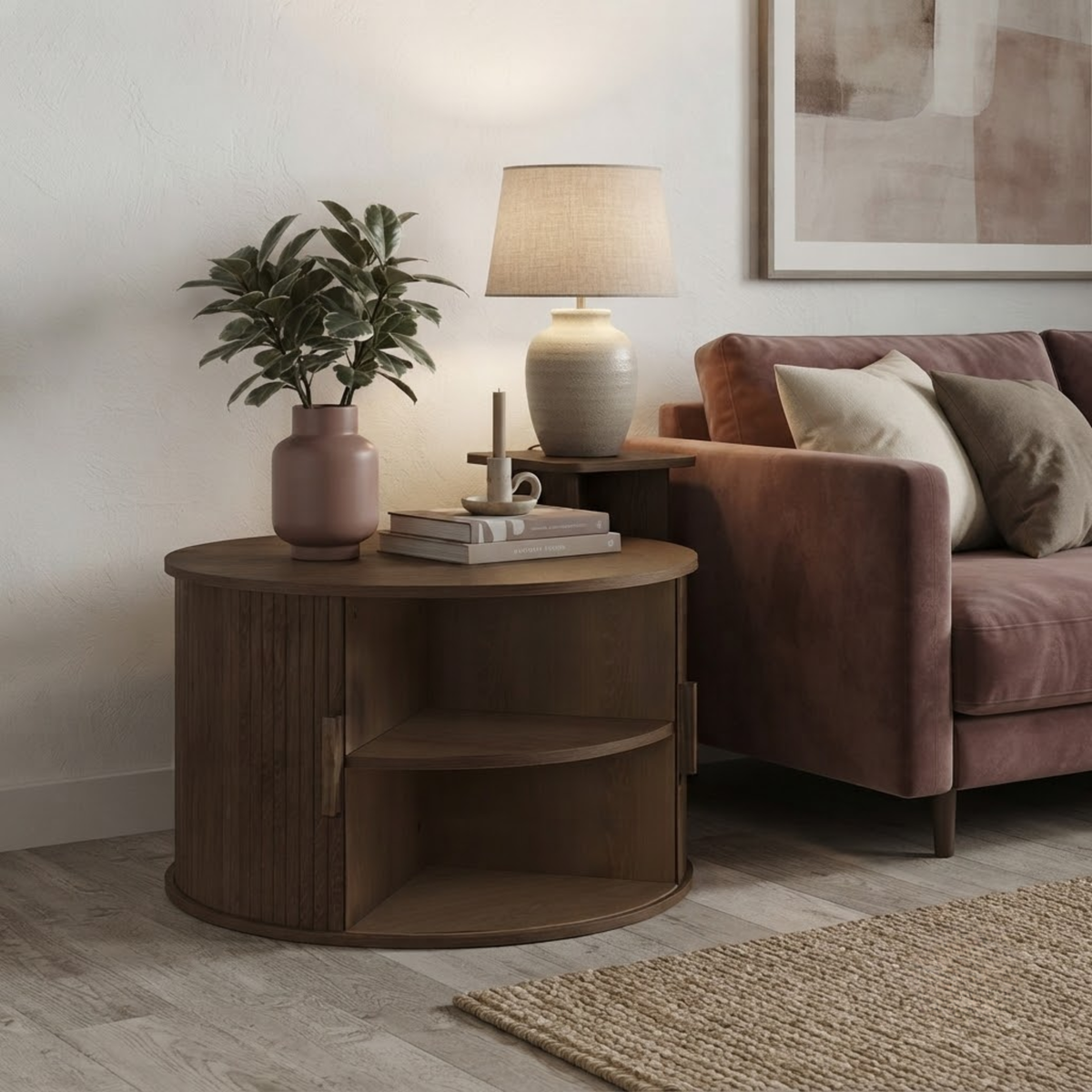 Axel Round Fluted Coffee Table with Storage