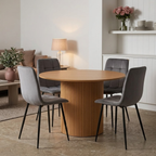 Birlea Axel Round Fluted Dining Table with 4 Chairs 120cm
