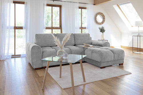 Beehive Azzuro Velvet Universal Corner Sofa Bed 253cm in Grey