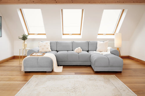 Beehive Azzuro Chenille U-Shaped Corner Sofa 330cm in Grey