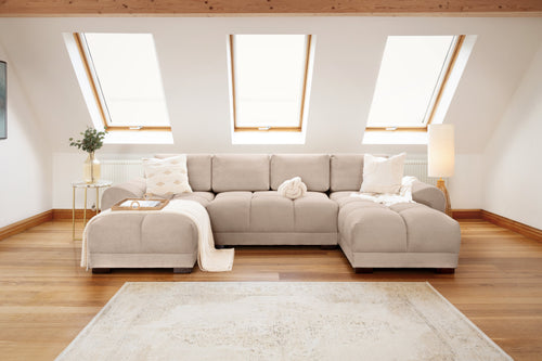 Beehive Azzuro Chenille U-Shaped Corner Sofa 330cm in Mocha