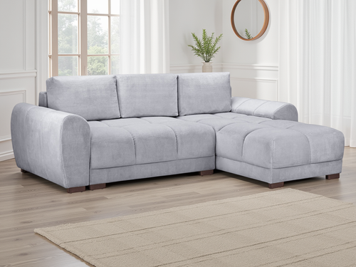 Beehive Azzuro Velvet Universal Corner Sofa Bed 253cm in Grey