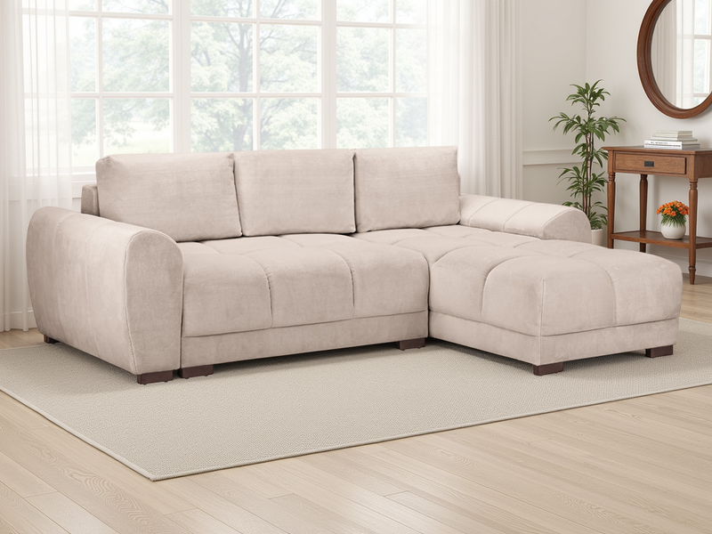 Beehive Azzuro Velvet Universal Corner Sofa Bed 253cm in Mocha