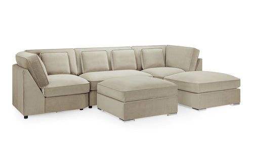 Beehive Belgravia Velvet U-Shaped Corner Sofa 330cm in Beige