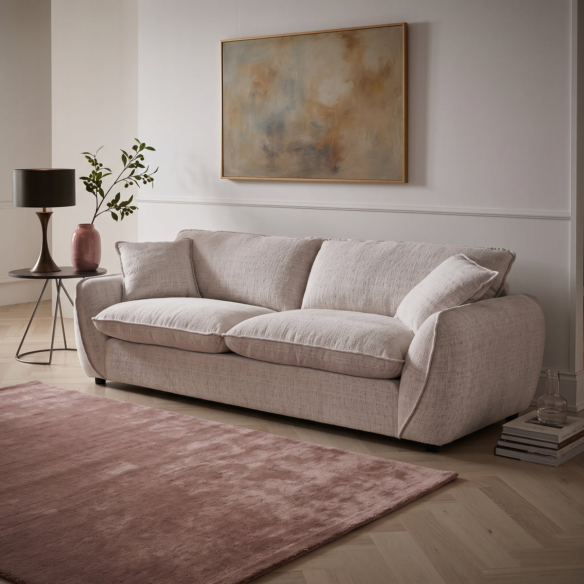Beehive Berlin Fabric 3 Seater Sofa 247cm in Beige