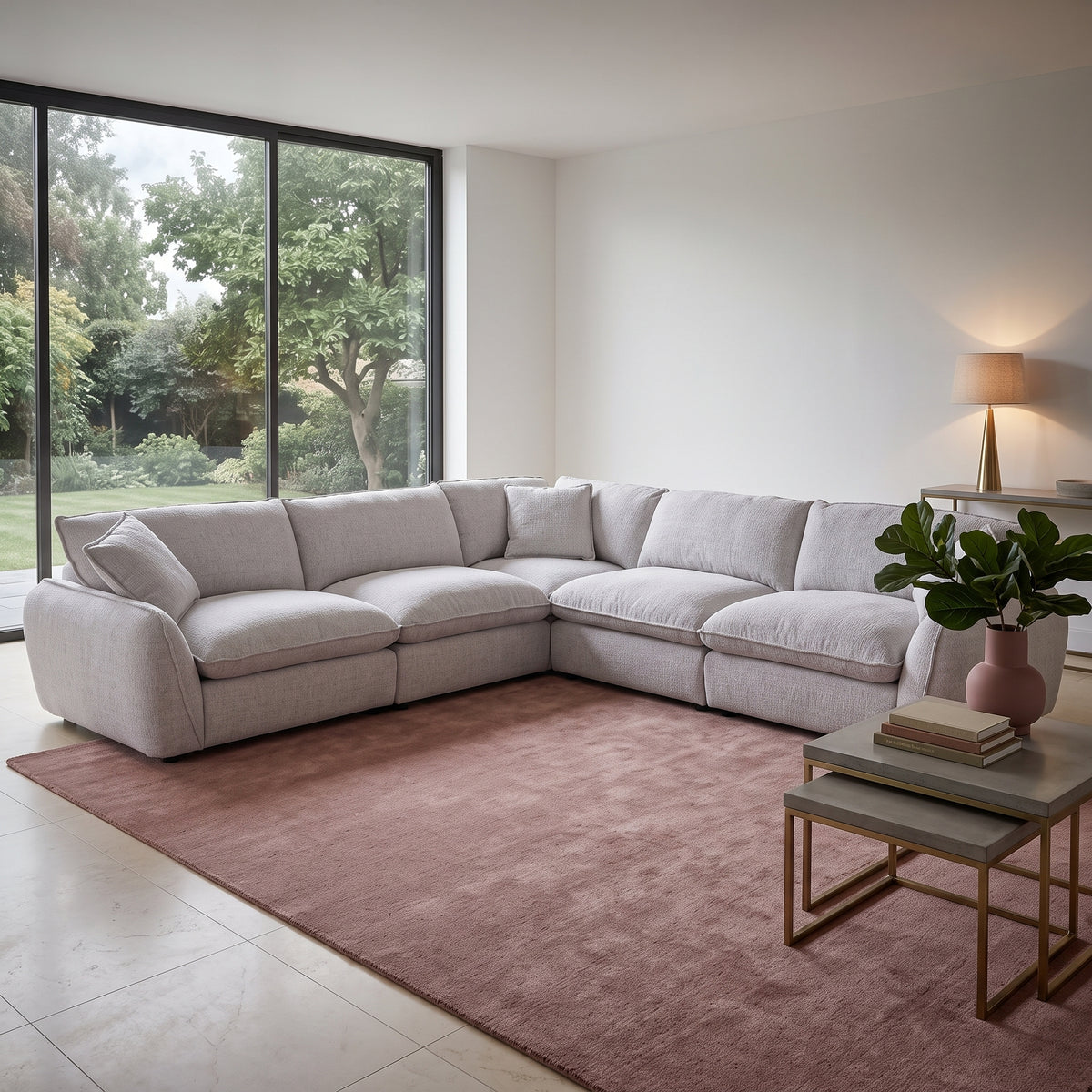 Beehive Berlin Fabric Large Corner Sofa 310cm in Beige
