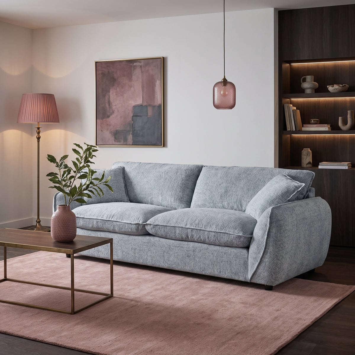 Beehive Berlin Fabric 3 Seater Sofa 247cm in Grey