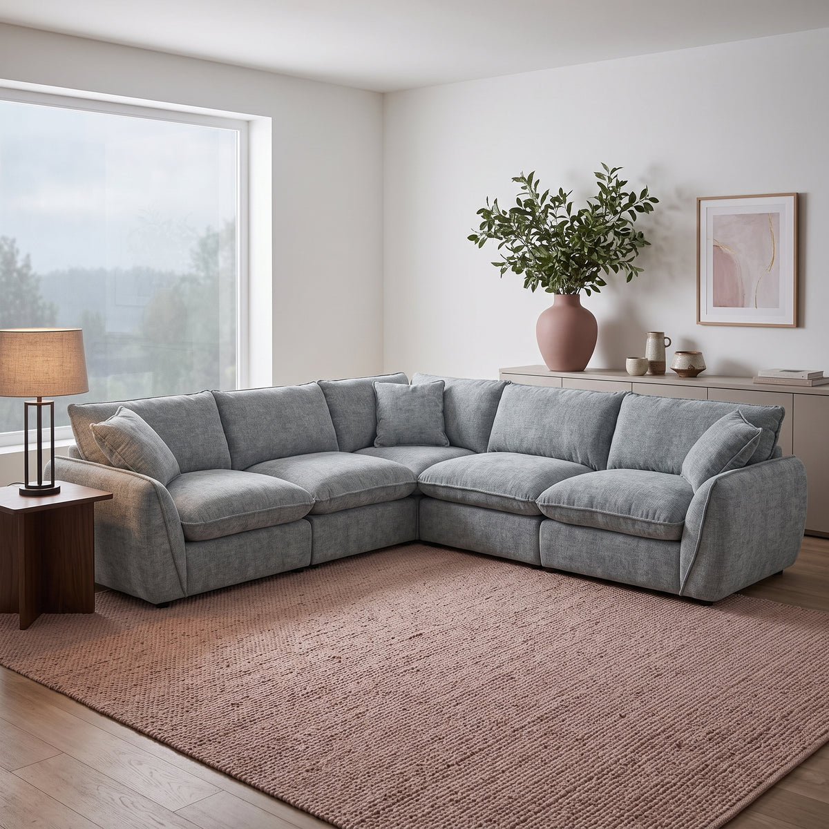 Beehive Berlin Fabric Large Corner Sofa 310cm in Grey