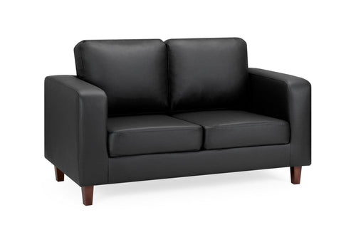 Beehive Box Faux Leather 2 Seater Sofa 140cm in Black