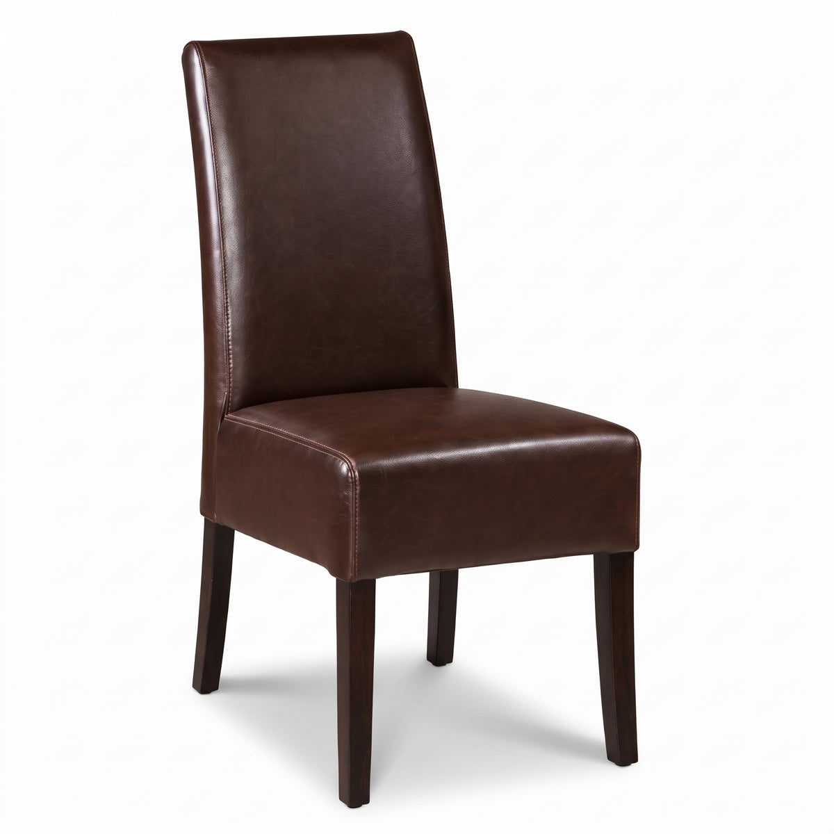 Brown Madrid Leather Dining Chair, Dark Leg