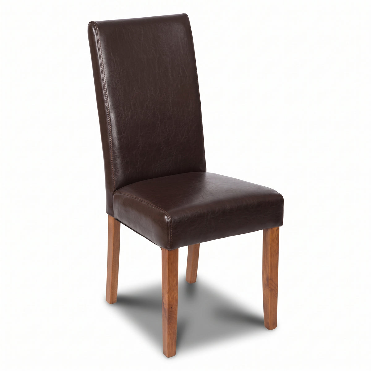 Brown Barcelona Bonded Leather Dining Chair, Dark Leg