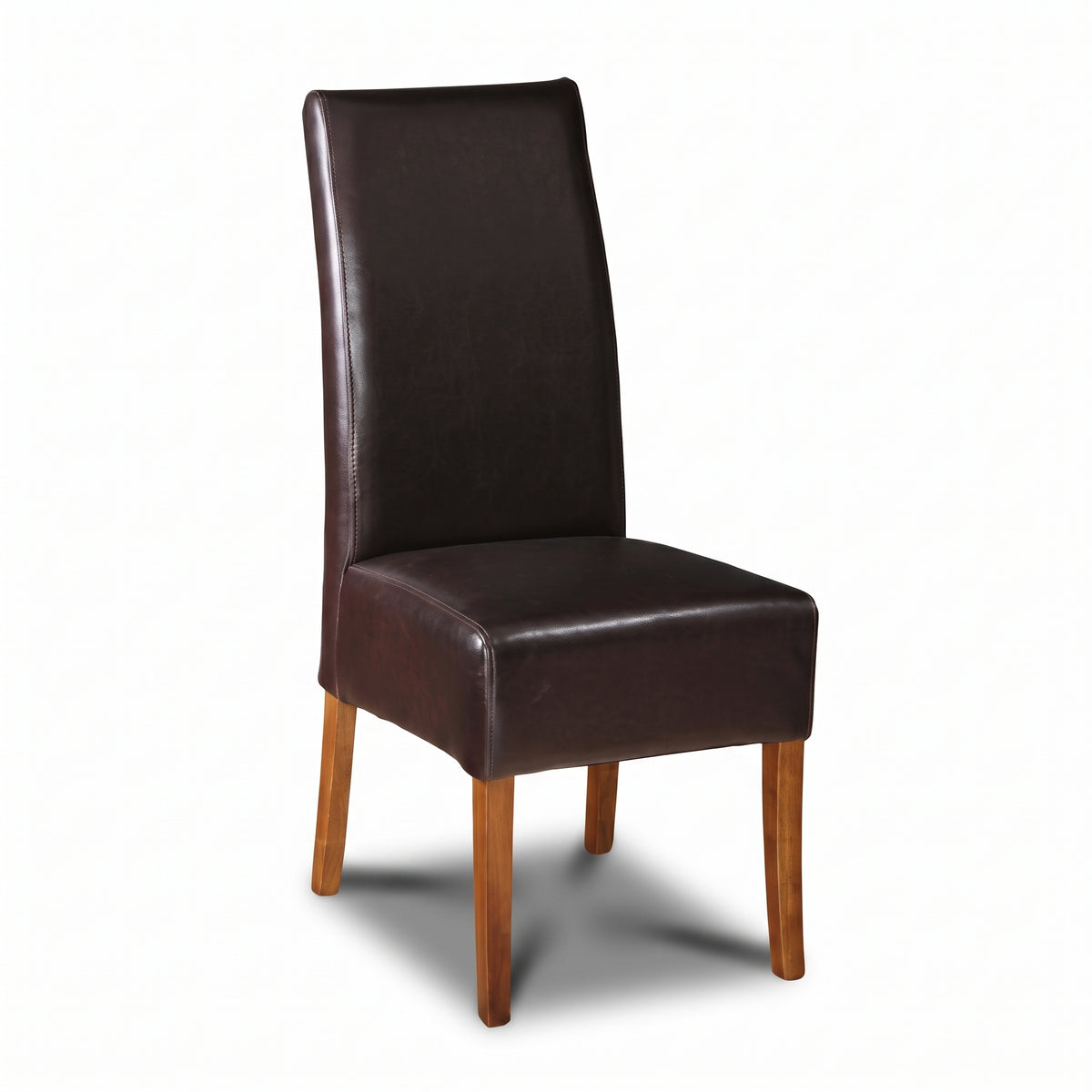 Brown Madrid Leather Dining Chair, Dark Leg